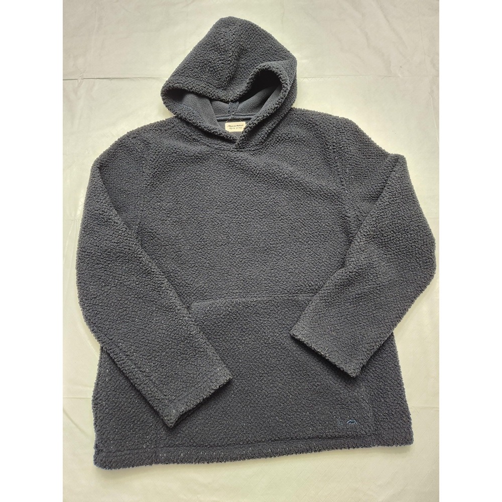 Taylor Stitch Hoodie Mens Medium Blue MagicSeaweed Sherpa Fleece Kangaroo Piled